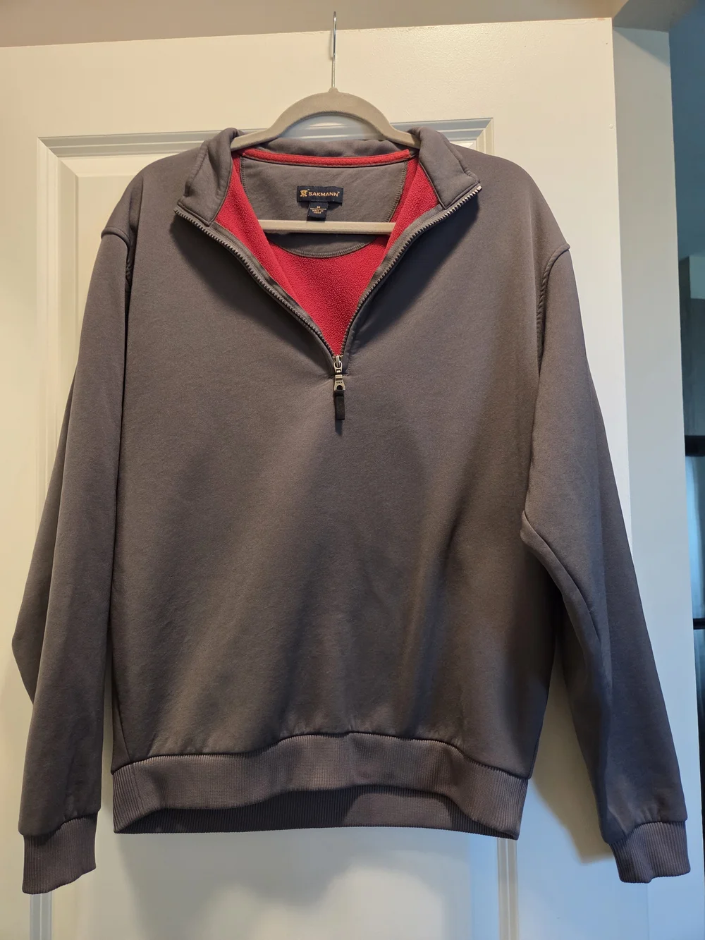Sakmann Gray Quarter Zip Fleece Lined Pullover Men's Medium